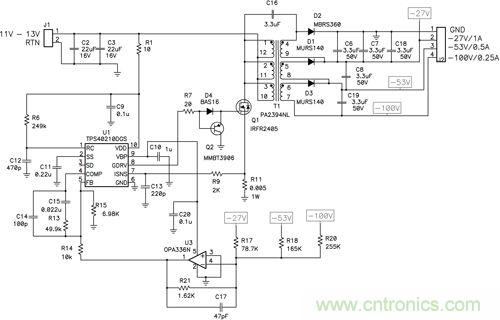 圖 1 這種獨特的拓?fù)浣Y(jié)構(gòu)可提供非常好的交叉調(diào)節(jié)，奧妙何在？