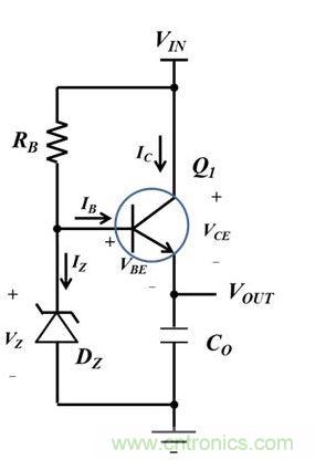 簡單的串聯(lián)穩(wěn)壓器。