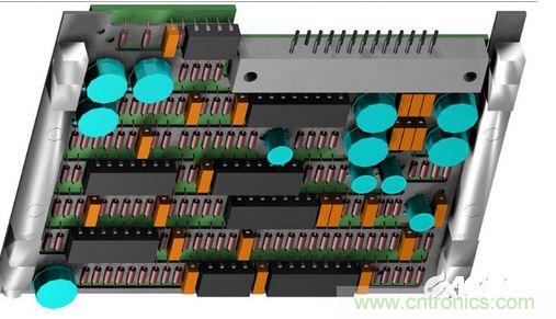 F-16戰(zhàn)斗機(jī)的雷達(dá)干擾裝置PCB，在所有的零組件下方有一個(gè)鋁制散熱器；千萬(wàn)別讓機(jī)械工程師為了散熱器設(shè)計(jì)而自作主張布局PCB，以免犧牲電子能。