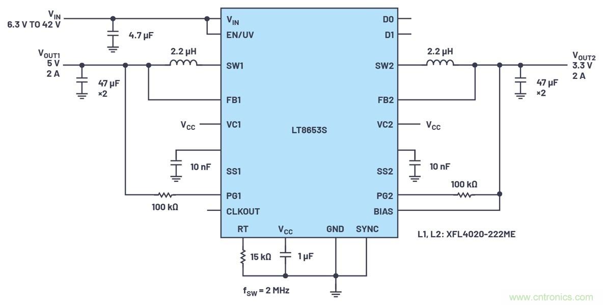 具有6.2 &micro;A靜態(tài)電流的雙通道、42 V、2 A、單片、同步降壓型Silent Switcher 2穩(wěn)壓器