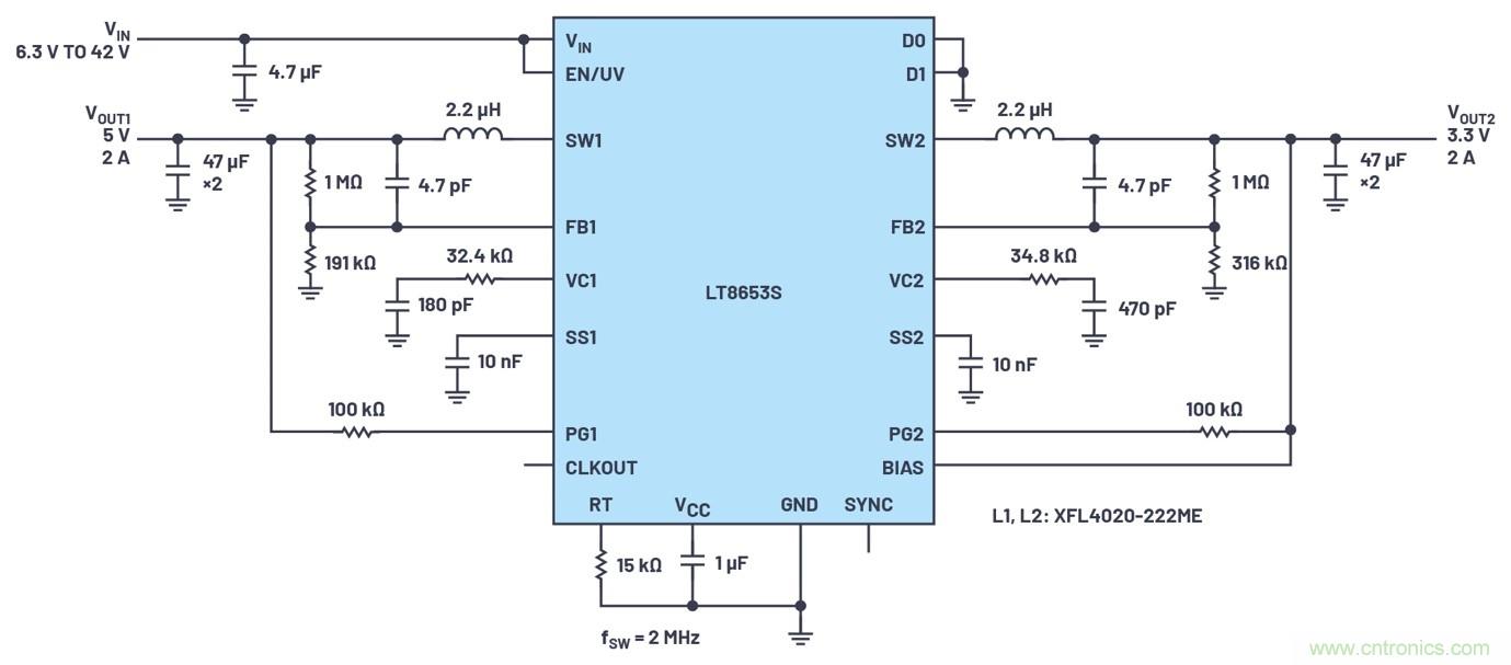 具有6.2 &micro;A靜態(tài)電流的雙通道、42 V、2 A、單片、同步降壓型Silent Switcher 2穩(wěn)壓器