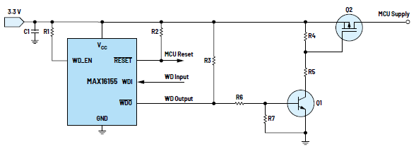 利用低電平有效輸出驅動高端MOSFET輸入開關以實現(xiàn)系統(tǒng)電源循環(huán) 利用低電平有效輸出驅動高端MOSFET輸入開關以實現(xiàn)系統(tǒng)電源循環(huán)